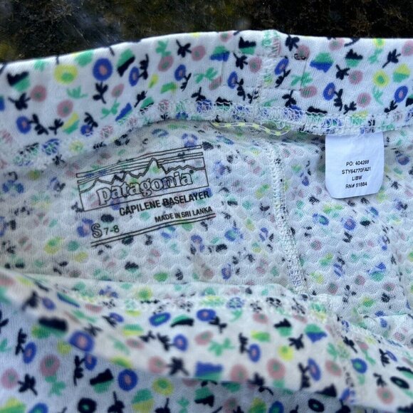 Patagonia Kids Capilene Baselayer  - White with Blue and Green Pattern - Picture 2 of 3